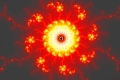 Mandelbrot fractal image red lightning